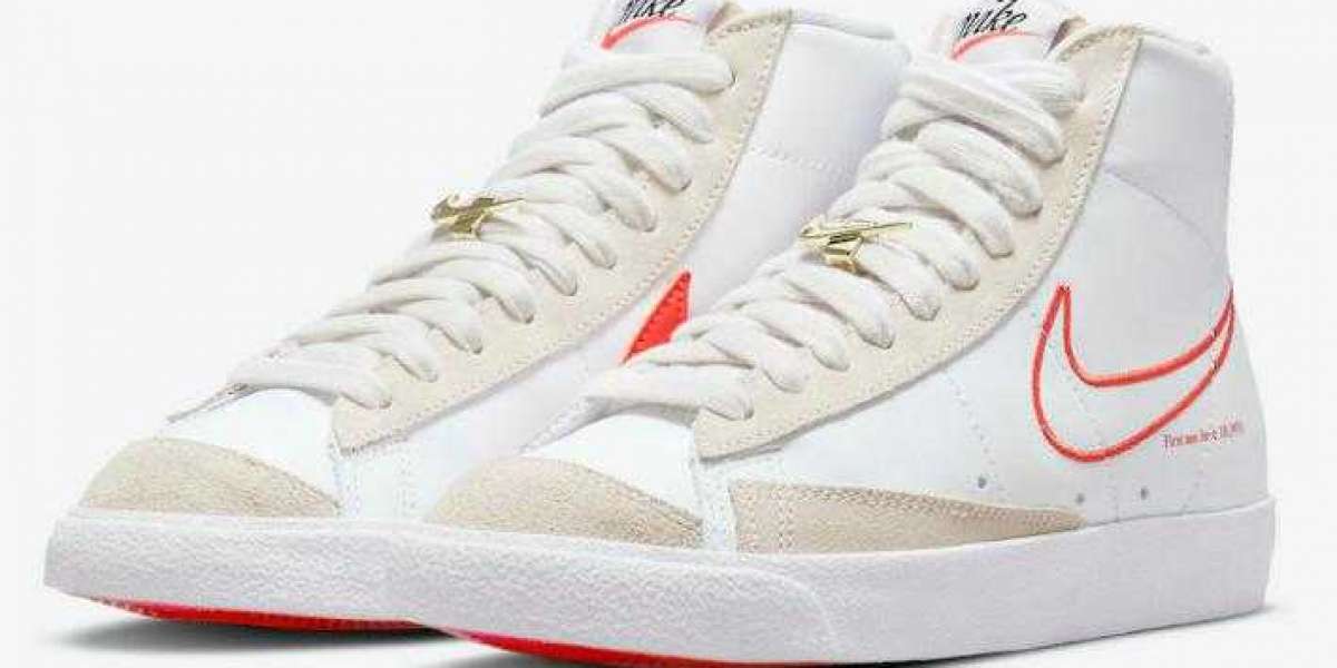 Stylish Nike Blazer Mid 77 SE White Orange Summit White Sail DH6757-100