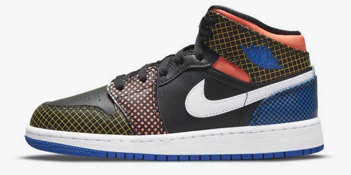 High Quality Air Jordan 1 Mid GS Multicolor Grid DC4092-001 Cheap For Sale