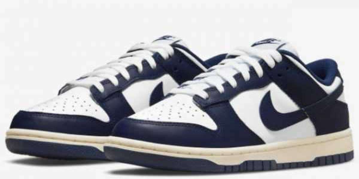 2022 Nike Dunk Low “Vintage Navy” White/Midnight Navy Lifestyle Shoe DD1503-115