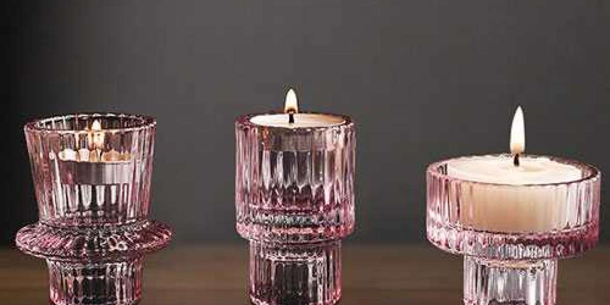 Pink Glass Candle Holders